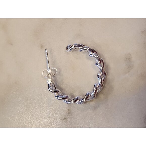 Sterling Silver Twisted Rope Hoop Earrings - Picture 5 of 5